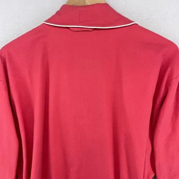 LL Bean Robe Women XLP Petite Belt Lounge Sleepwear Bathrobe Brushed Cotton Red - Picture 4 of 14